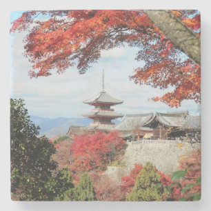 Japan, Kyoto. Kiyomizu temple in Autumn colour Stone Coaster