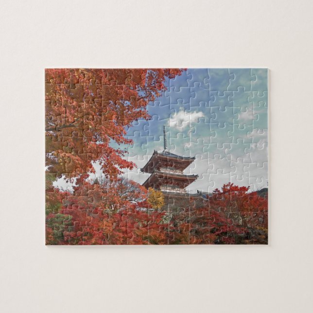 Japan, Kyoto, Pagoda in Autumn colour Jigsaw Puzzle (Horizontal)