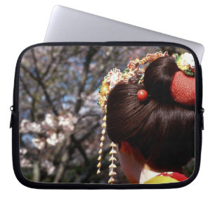 Japan, Kyoto. Rear view close-up of geisha's Laptop Sleeve