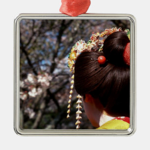 Japan, Kyoto. Rear view close-up of geisha's Metal Ornament