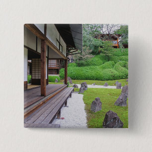 Japan, Kyoto. Stone garden in silence 15 Cm Square Badge