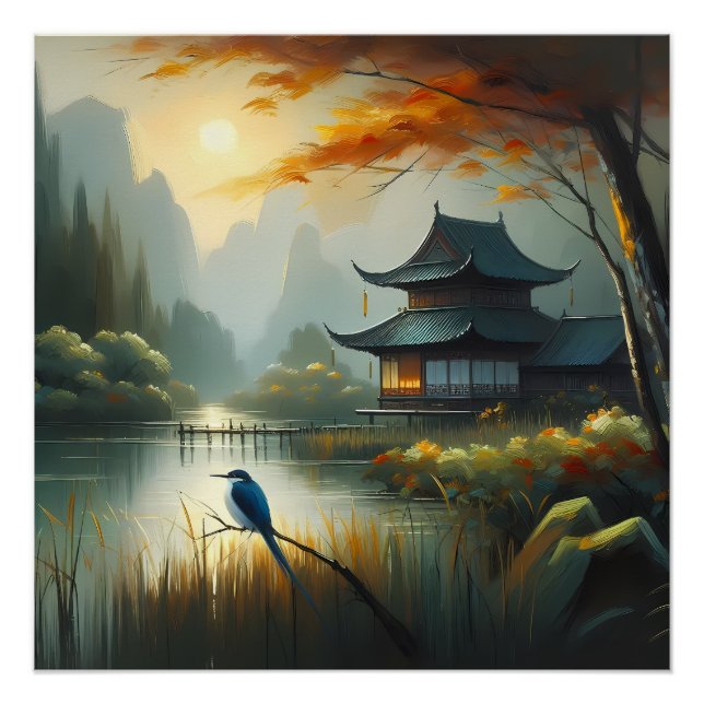 Japan Lake Bird 1 - Canvas Poster (Front)