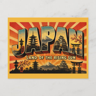 Japan Land of the Rising Sun Vintage Travel Art Postcard