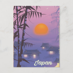 Japan landscape setting sun postcard