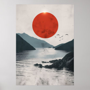 Japan Landscape Silhouette Poster