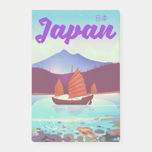 japan landscape travel poster post-it notes