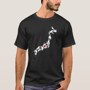 Japan Lettering In Map With Japanese Flag Support T-Shirt