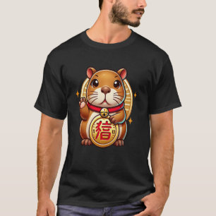 Japan Lucky Maneki Neko Capybara Fortune Japanese  T-Shirt