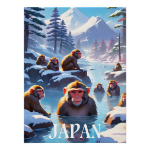 Japan Macaque Travel Poster