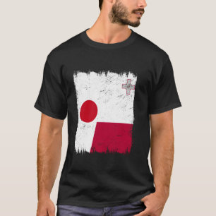 Japan Malta Half Flag Japanese Maltese Roots T-Shirt