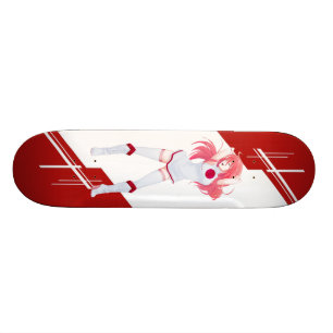 Japan Manga Anime girl dressed in Flag Japanese Skateboard