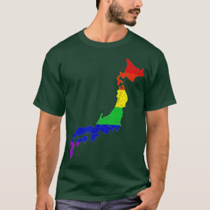 Japan Map Gay Pride Rainbow Flag LGB Support T-Shirt