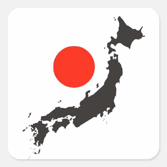 Japan map outline and circle square sticker (Front)