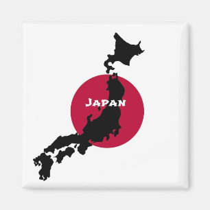 Japan - Map Silhouette and Flag Magnet