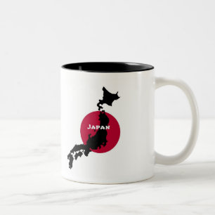 Japan - Map Silhouette and Flag Two-Tone Coffee Mug