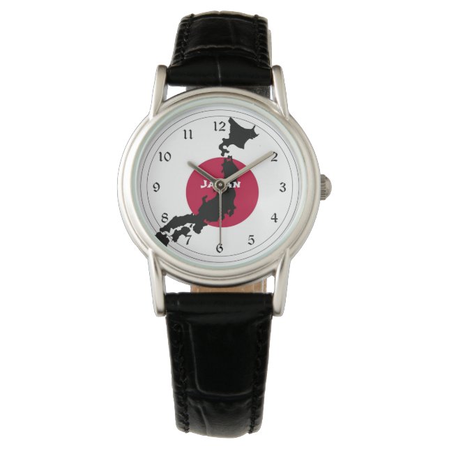 Japan, Map Silhouette and Flag Watch (Front)