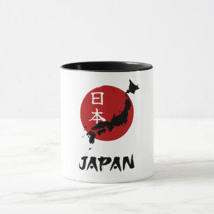 Japan map with red sun decoration mug