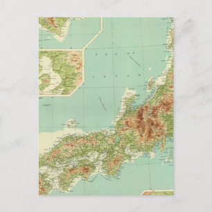 Japan map with shipping routes postcard