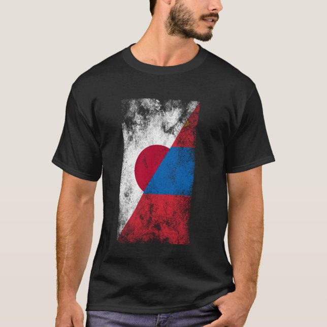 Japan Mongolia Flags - Japanese Mongolian T-Shirt (Front)
