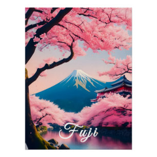Japan Mount Fuji Cherry Blossom Travel Print
