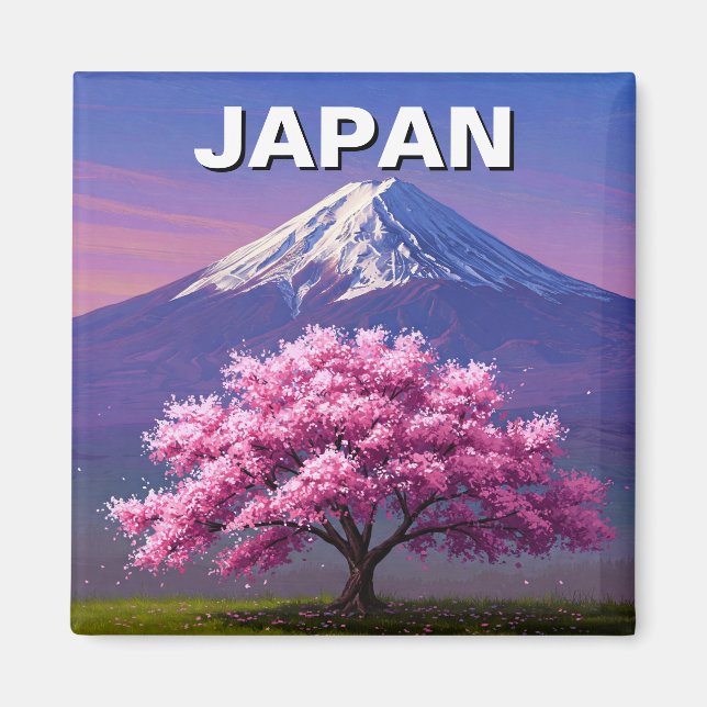 Japan Mount Fuji Fujisan Cherry Blossoms Postcard Magnet (Front)