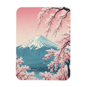 Japan Mount Fuji Fujisan Cherry Blossoms Postcard Magnet