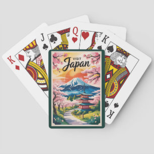 Japan Mount Fuji Illustration Travel Art Vintage Playing Cards