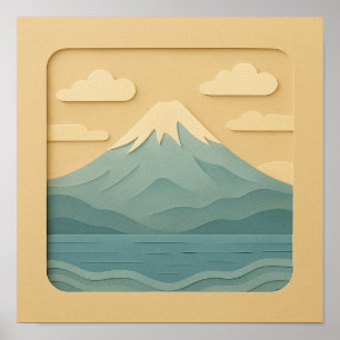 JAPAN   Mount Fuji   Paper Cutting Poster