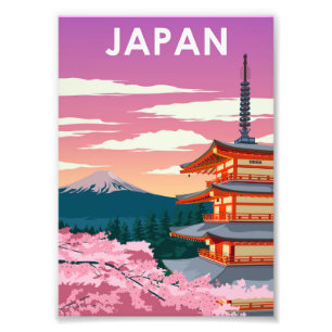 Japan Mount Fuji Vintage Minimal Travel Poster