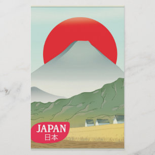 Japan mountain vintage travel poster stationery