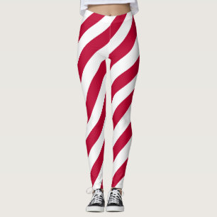 Japan National Flag Colours Diagonal Striped Leggings