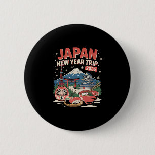 Japan New Year Trip 2026 Winter Fuji Tokyo Osaka T 6 Cm Round Badge