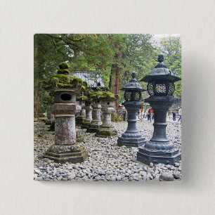 Japan, Nikko. Toshogu Shrine and mausoleum in 15 Cm Square Badge