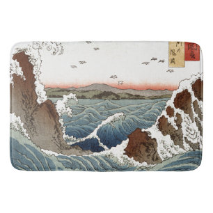 Japan Ocean Waves Rocks Sea Asian Bath Mat