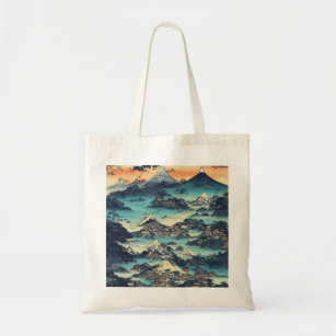 Japan oil landscape painting cool fantacy tote bag