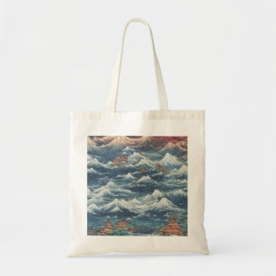 Japan oil landscape painting cool fantacy tote bag