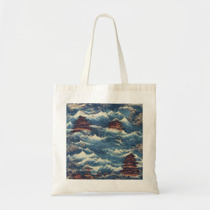 Japan oil landscape painting tote bag