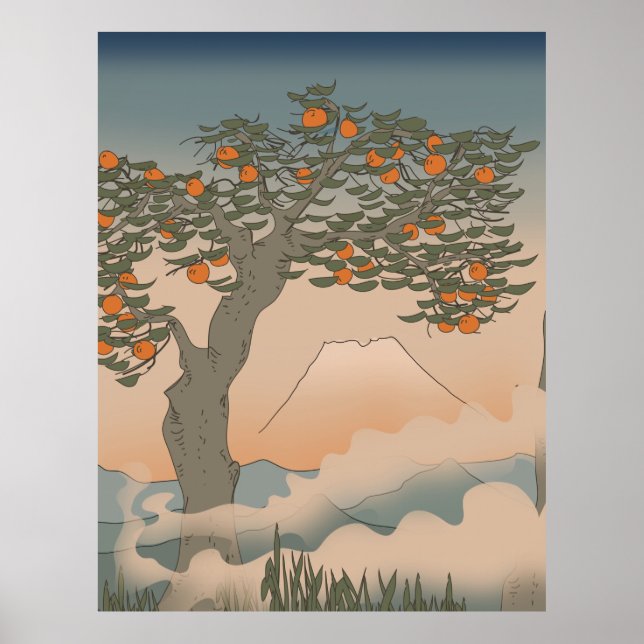 Japan Orange tree in the mist Poster (Front)