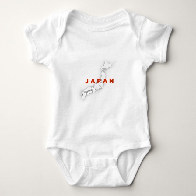 Japan Outline Map Baby Bodysuit (Front)