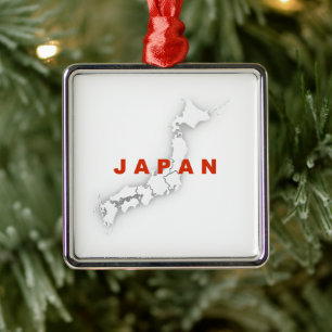 Japan Outline Map Metal Tree Decoration