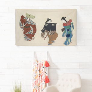 japan painting traditional vintage dancers kimono banner