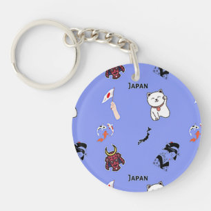 Japan pattern on blue key ring
