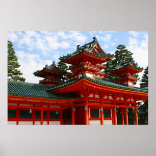 japan red shrine poster