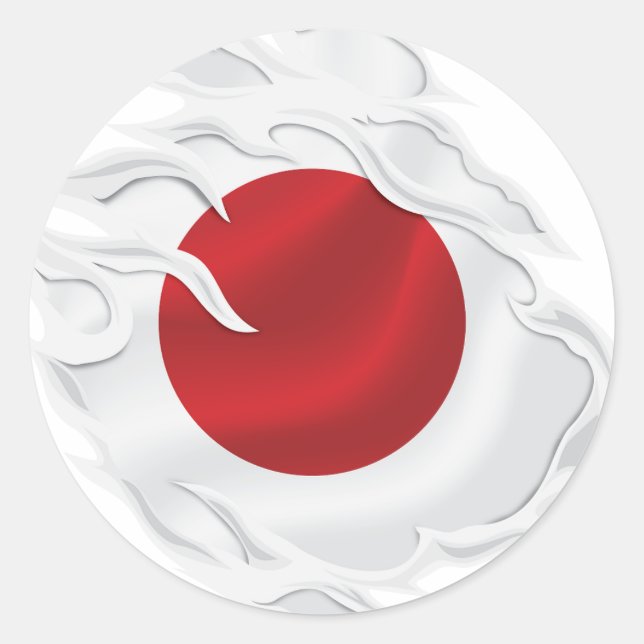 Japan Ripped Flag Classic Round Sticker (Front)