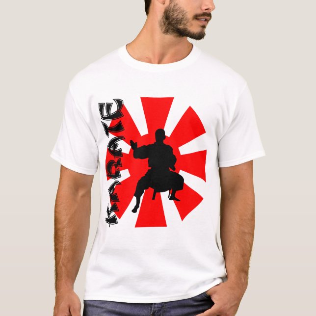 Japan Rising Sun Karate Stance Silhouette T-Shirt (Front)
