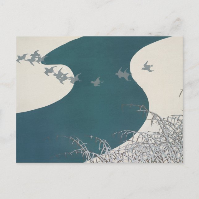 japan river landscape traditional vintage birds na postcard (Front)