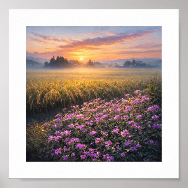 Japan’s Autumn Rice Fields at Sunrise – Art Print (Front)