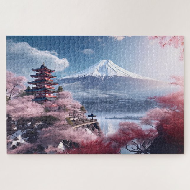 Japan, Sakura and Fuji landscape Jigsaw Puzzle (Horizontal)