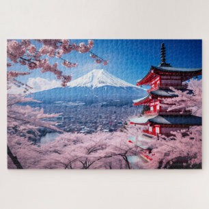 Japan, Sakura and Fuji landscape Jigsaw Puzzle