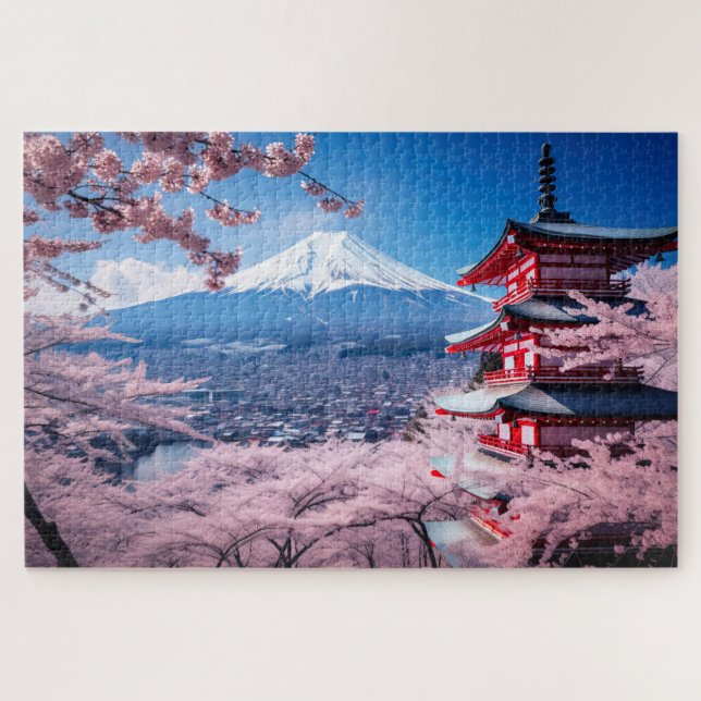 Japan, Sakura and Fuji landscape Jigsaw Puzzle (Horizontal)